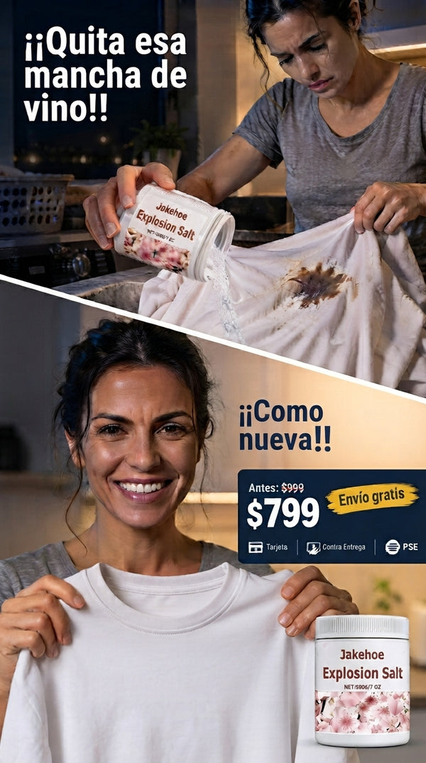 Sal explosiva ELIMINA el 99% de todas las manchas.